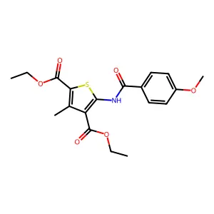 Diethyl 5-[(4-methoxybenzoyl)amino]-3-methylthiophene-2,4-dicarboxylate structure