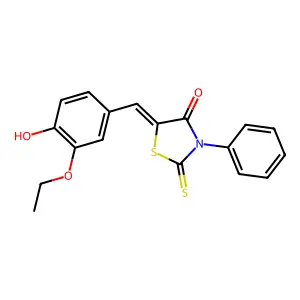 (Z)-5-(3-ethoxy-4-hydroxybenzylidene)-3-phenyl-2-thioxothiazolidin-4-one structure