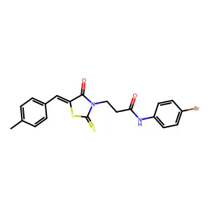 N-(4-bromophenyl)-3-[(5Z)-5-(4-methylbenzylidene)-4-oxo-2-thioxo-1,3-thiazolidin-3-yl]propanamide structure