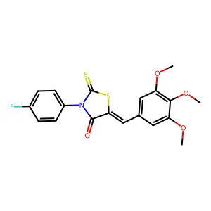 (Z)-3-(4-fluorophenyl)-2-thioxo-5-(3,4,5-trimethoxybenzylidene)thiazolidin-4-one structure