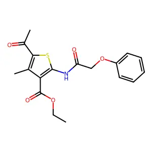 Ethyl 5-acetyl-4-methyl-2-(2-phenoxyacetamido)thiophene-3-carboxylate structure
