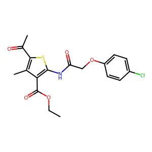 Ethyl 5-acetyl-2-[2-(4-chlorophenoxy)acetamido]-4-methylthiophene-3-carboxylate structure