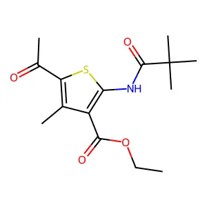 Ethyl 5-acetyl-2-(2,2-dimethylpropanoylamino)-4-methylthiophene-3-carboxylate structure