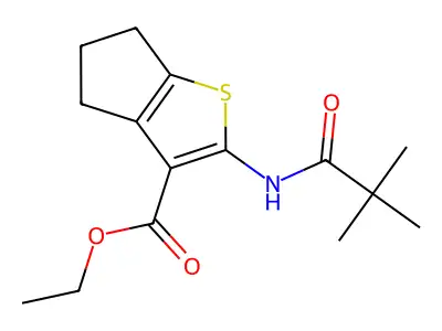 ethyl 2-(2,2-dimethylpropanamido)-4H,5H,6H-cyclopenta[b]thiophene-3-carboxylate structure