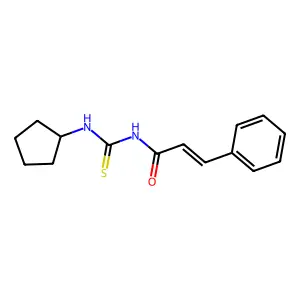 N-(cyclopentylcarbamothioyl)-3-phenylprop-2-enamide structure