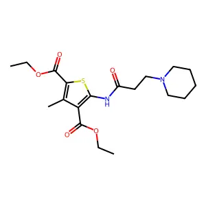 Diethyl 3-methyl-5-(3-piperidin-1-ylpropanoylamino)thiophene-2,4-dicarboxylate structure