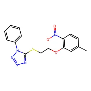 5-((2-(5-methyl-2-nitrophenoxy)ethyl)thio)-1-phenyl-1H-tetrazole structure