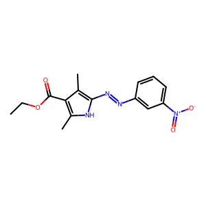 (E)-ethyl 3,5-dimethyl-2-(2-(3-nitrophenyl)hydrazono)-2H-pyrrole-4-carboxylate structure