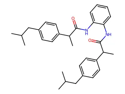 N,N'-(1,2-phenylene)bis(2-(4-isobutylphenyl)propanamide) structure