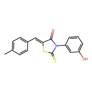 (5Z)-3-(3-hydroxyphenyl)-5-(4-methylbenzylidene)-2-thioxo-1,3-thiazolidin-4-one structure