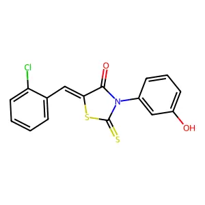 (5Z)-5-(2-chlorobenzylidene)-3-(3-hydroxyphenyl)-2-thioxo-1,3-thiazolidin-4-one structure