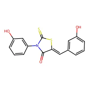 (5Z)-5-(3-hydroxybenzylidene)-3-(3-hydroxyphenyl)-2-thioxo-1,3-thiazolidin-4-one structure