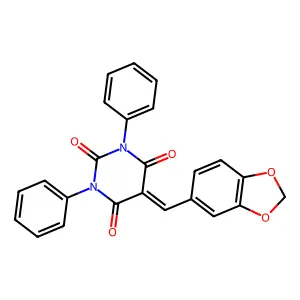 5-(1,3-benzodioxol-5-ylmethylidene)-1,3-diphenylpyrimidine-2,4,6(1H,3H,5H)-trione structure