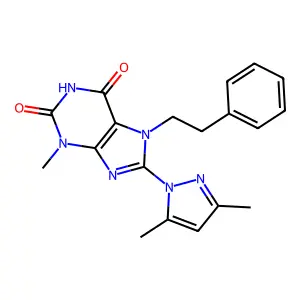 8-(3,5-Dimethyl-pyrazol-1-yl)-3-methyl-7-phenethyl-3,7-dihydro-purine-2,6-dione structure