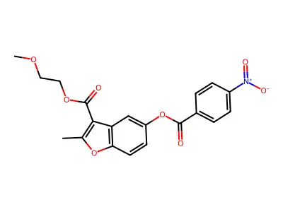 2-Methoxyethyl 2-methyl-5-((4-nitrobenzoyl)oxy)benzofuran-3-carboxylate structure