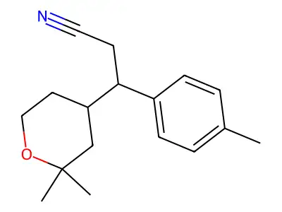 3-(2,2-Dimethyloxan-4-yl)-3-(4-methylphenyl)propanenitrile structure