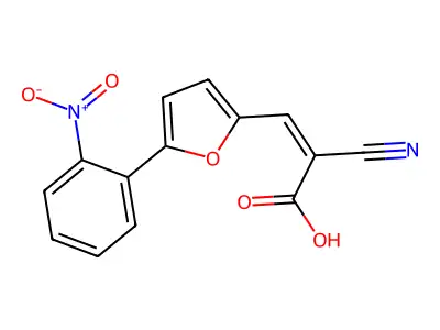(Z)-2-Cyano-3-(5-(2-nitrophenyl)furan-2-yl)acrylic acid structure