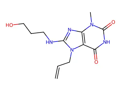 7-allyl-8-((3-hydroxypropyl)amino)-3-methyl-1H-purine-2,6(3H,7H)-dione structure
