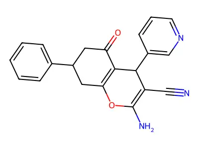 2-Amino-5-oxo-7-phenyl-4-pyridin-3-yl-4,6,7,8-tetrahydrochromene-3-carbonitrile structure