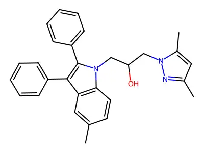 1-(3,5-Dimethyl-pyrazol-1-yl)-3-(5-methyl-2,3-diphenyl-indol-1-yl)-propan-2-ol structure