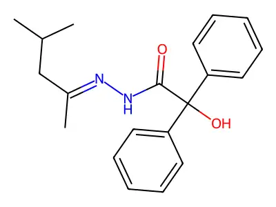 2-hydroxy-N-[(E)-4-methylpentan-2-ylideneamino]-2,2-diphenylacetamide structure
