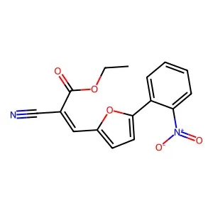 Ethyl 2-cyano-3-(5-(2-nitrophenyl)furan-2-yl)acrylate structure