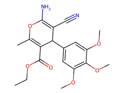 ethyl 6-amino-5-cyano-2-methyl-4-(3,4,5-trimethoxyphenyl)-4H-pyran-3-carboxylate structure