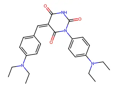 (5Z)-1-[4-(diethylamino)phenyl]-5-[[4-(diethylamino)phenyl]methylidene]-1,3-diazinane-2,4,6-trione structure