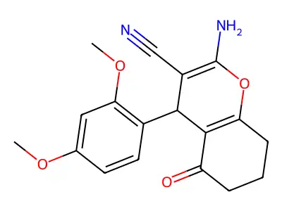 2-amino-4-(2,4-dimethoxyphenyl)-5-oxo-5,6,7,8-tetrahydro-4H-chromene-3-carbonitrile structure