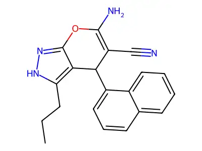 6-Amino-4-(1-naphthyl)-3-propyl-1,4-dihydropyrano[2,3-c]pyrazole-5-carbonitrile structure
