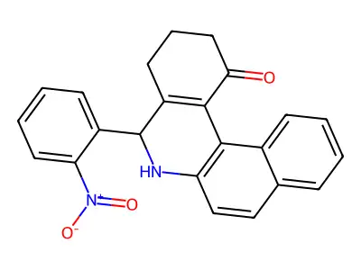 5-(2-nitrophenyl)-3,4,5,6-tetrahydro-2H-benzo[a]phenanthridin-1-one structure