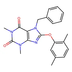7-benzyl-8-(2,5-dimethylphenoxy)-1,3-dimethyl-3,7-dihydro-1H-purine-2,6-dione structure