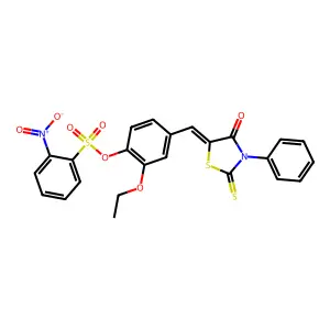 (E)-2-ethoxy-4-((4-oxo-3-phenyl-2-thioxothiazolidin-5-ylidene)methyl)phenyl 2-nitrobenzenesulfonate structure