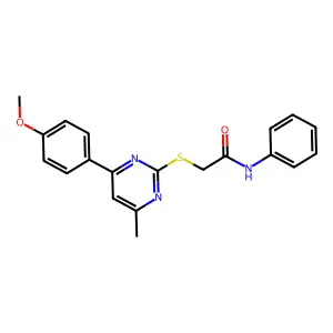 2-{[4-(4-methoxyphenyl)-6-methylpyrimidin-2-yl]sulfanyl}-N-phenylacetamide structure