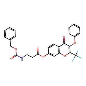 [4-oxo-3-phenoxy-2-(trifluoromethyl)chromen-7-yl] 3-(phenylmethoxycarbonylamino)propanoate structure