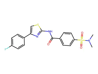 4-(dimethylsulfamoyl)-N-[4-(4-fluorophenyl)-1,3-thiazol-2-yl]benzamide structure