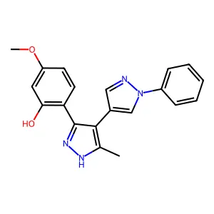 5-methoxy-2-(5-methyl-1'-phenyl-1H,1'H-[4,4'-bipyrazol]-3-yl)phenol structure