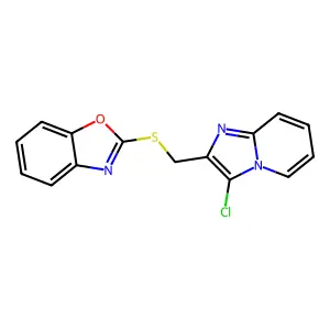 2-(((3-Chloroimidazo[1,2-a]pyridin-2-yl)methyl)thio)benzo[d]oxazole structure