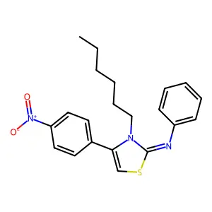 3-hexyl-4-(4-nitrophenyl)-N-phenyl-1,3-thiazol-2-imine structure