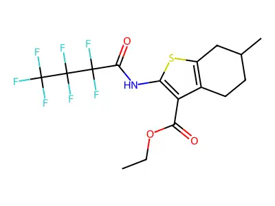 ethyl 2-[(2,2,3,3,4,4,4-heptafluorobutanoyl)amino]-6-methyl-4,5,6,7-tetrahydro-1-benzothiophene-3-carboxylate structure