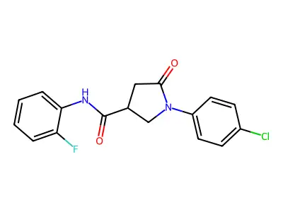 1-(4-chlorophenyl)-N-(2-fluorophenyl)-5-oxopyrrolidine-3-carboxamide structure