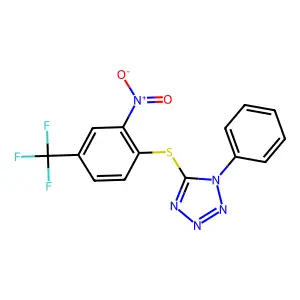 5-{[2-nitro-4-(trifluoromethyl)phenyl]thio}-1-phenyl-1H-tetrazole structure