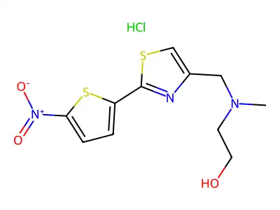 Thiazole, 4-((2-hydroxyethyl)methylaminomethyl)-2-(5-nitro-2-thienyl)-, hydrochloride structure