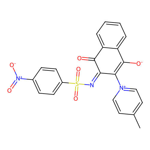 2-(4-methylpyridin-1-ium-1-yl)-3-(4-nitrophenyl)sulfonylimino-4-oxonaphthalen-1-olate structure