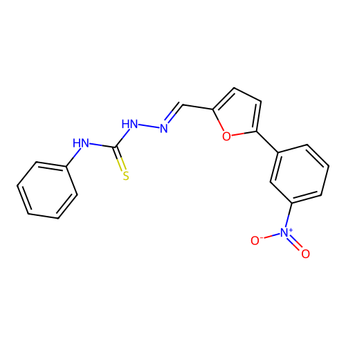 1-[(E)-[5-(3-nitrophenyl)furan-2-yl]methylideneamino]-3-phenylthiourea structure