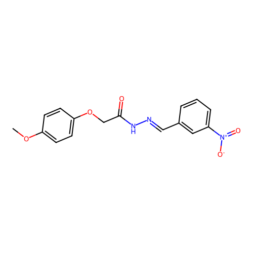 2-(4-methoxyphenoxy)-N'-[(E)-(3-nitrophenyl)methylidene]acetohydrazide structure