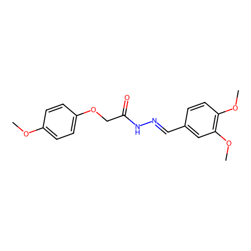 (E)-N'-(3,4-dimethoxybenzylidene)-2-(4-methoxyphenoxy)acetohydrazide structure