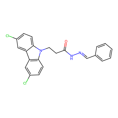 3-(3,6-dichloro-9H-carbazol-9-yl)-N'-[(E)-phenylmethylidene]propanehydrazide structure