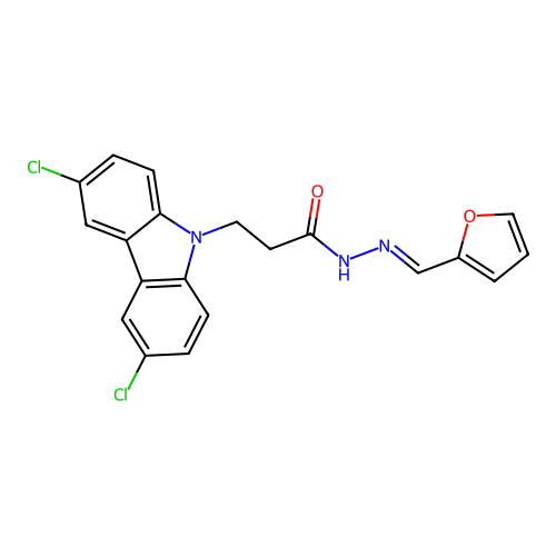 3-(3,6-Dichloro-carbazol-9-yl)-propionic acid furan-2-ylmethylene-hydrazide structure