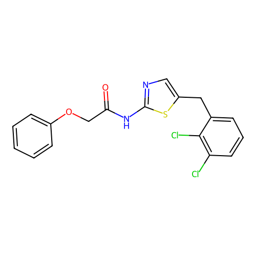 N-[5-(2,3-dichlorobenzyl)-1,3-thiazol-2-yl]-2-phenoxyacetamide structure